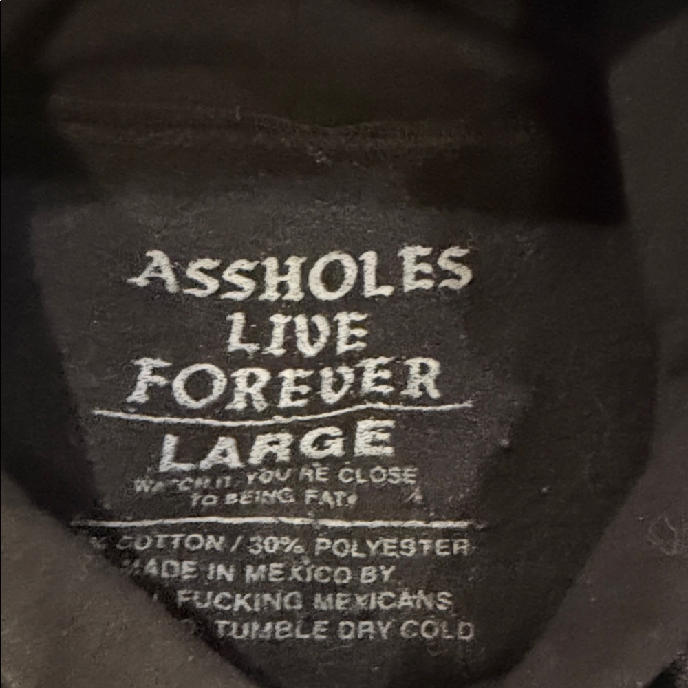 Assholes live forever “ gold digging wh*re” Black Hoodie with White Text - Picture 2 of 3